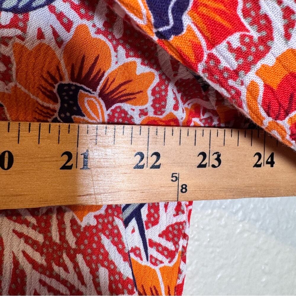 Cynthia Rowley Red Gold Floral Boho Blouse Womens 1X Fall Peasant Flowy Shirt - Picture 5 of 13